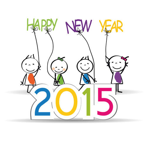 2015 nouvelle année et vecteur de conception enfant 08 nouvel an enfant 2015   