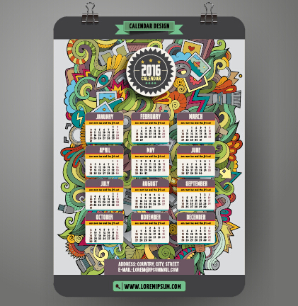 2016 Kalender mit Ornamenten Muster Vektor 09 Ornamente Muster Kalender 2016   