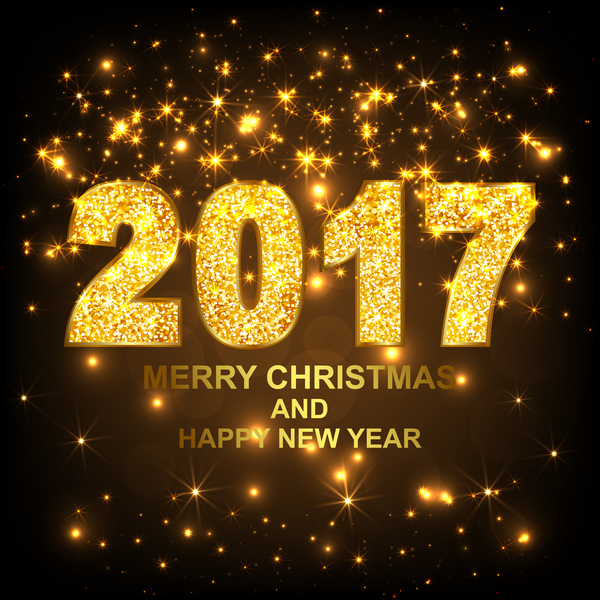 2017 Neujahr mit weihnachtlichem Hintergrund und goldenem Sternvektor Weihnachten Neujahr Jahr gold 2017   
