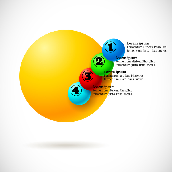 boules colorées 3D avec le vecteur infographies numéroté 04 numérotées infographies colorées boules   