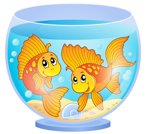 Aquarium mit Fischcartoon-Vektorset 03 cartoon Aquarium   