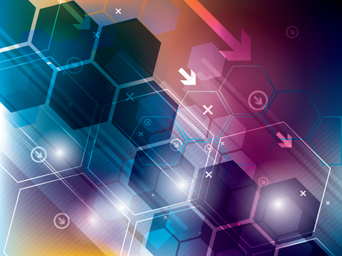Vecteur de fond de technologie de flèche et d’hexagones 02 technologie hexagones Flèche arrière plan   