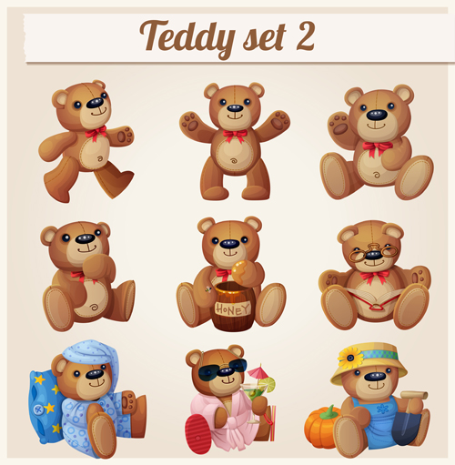 Ours Teddy Design vector set 02 ours nounours   