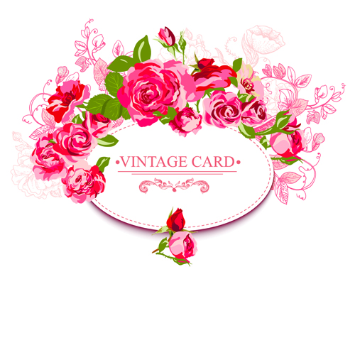 ヴィンテージカードの美しいバラクリエイティブベクター06 美しい バラ クリエイティブ カード ヴィンテージ   