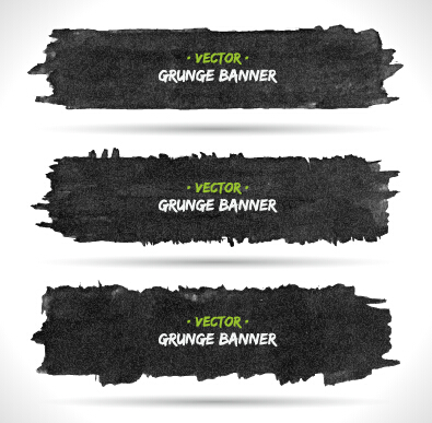 Encre noire grunge bannière vecteur ensemble 04 Noir grunge encre Bannière   