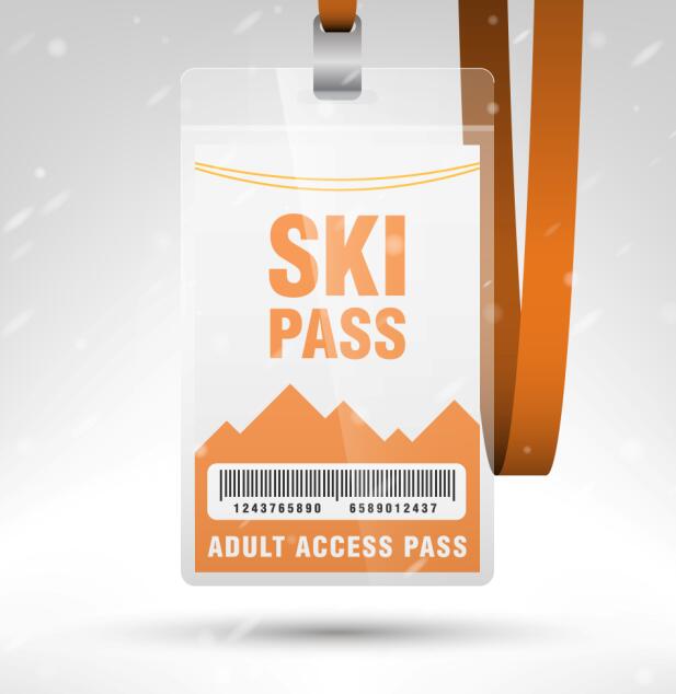 Vecteur de modèle de passe d’accès au SKI blanc 11 ski pass blank Accès   