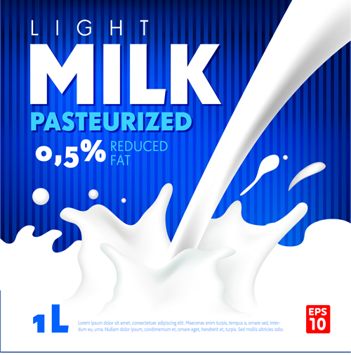 Affiche de lait de style bleu créatif vecteur 02 poster lait Créatif Bleu   