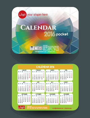 Calendrier 2016 avec cartes de visite vecteur 07 cartes calendrier business 2016   
