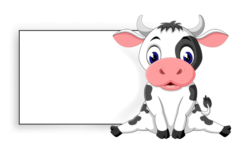 Vache de dessin animé avec le vecteur de papier blanc 02 Vierge vache papier dessin animé   