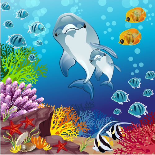 Cartoon Unterwasser-Welt-Vektorhintergrund Unterwasser Hintergrund cartoon   