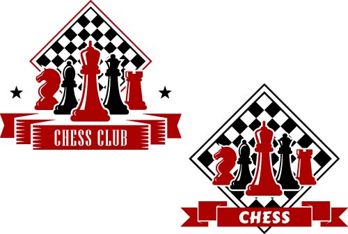 チェスラベル赤と黒のスタイルベクトル02 黒 ラベル チェス スタイル   