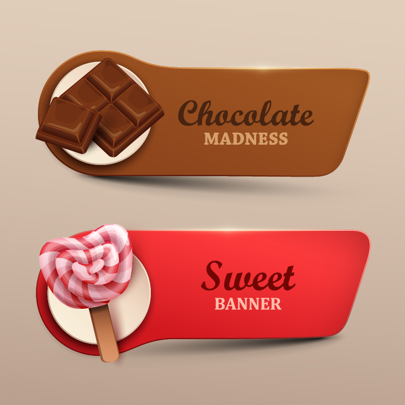 Schokolade mit süßen Banner-Vektor Süßes Schokolade banner   