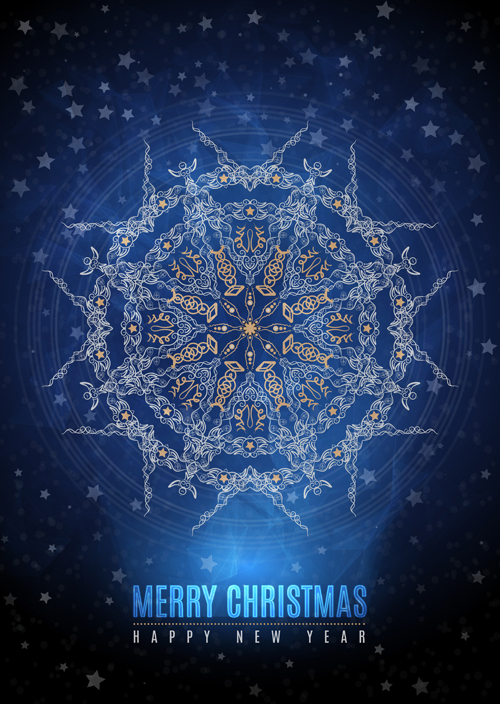 Fond bleu de Noël avec le vecteur de motif de flocon de neige 02 Noël modèle fond flocon de neige Bleu   