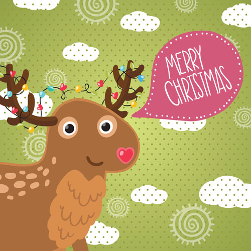 クリスマスかわいい鹿ベクトル材料02 鹿 クリスマス かわいい   
