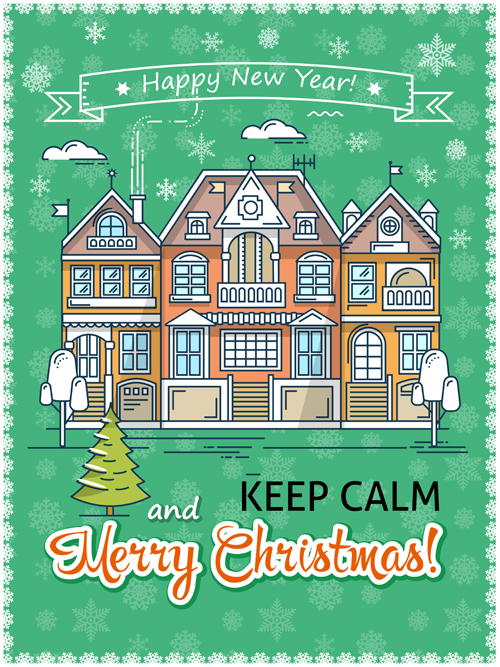 家ベクトル01とクリスマスのグリーティングカード 家 クリスマス グリーティング カード   