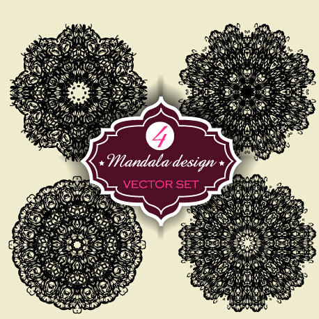 Kreisförmige Mandalas entwerfen Vektormaterial 01 Rundschreiben mandalas   
