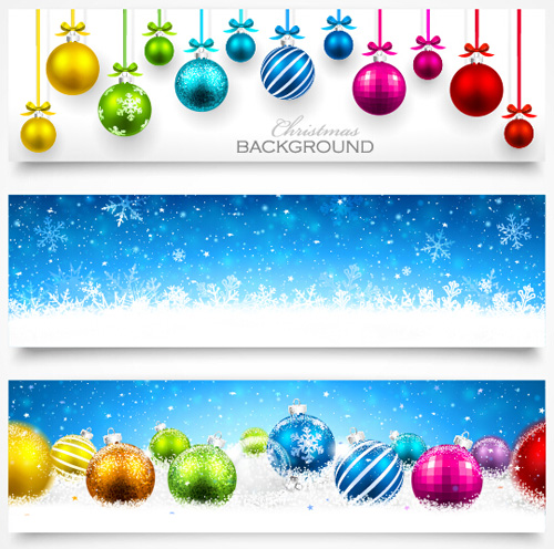 Boules de Noël colorées de bannières vecteur Noël coloré boules bannières   