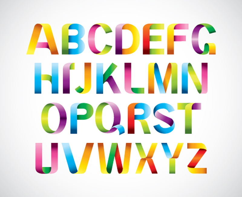 Vecteur coloré d’alphabet de ruban ruban coloré alphabet   