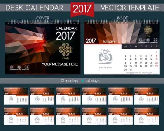 Société 2017 bureau calendrier Design vecteur modèle 06 Entreprise calendrier bureau 2017   