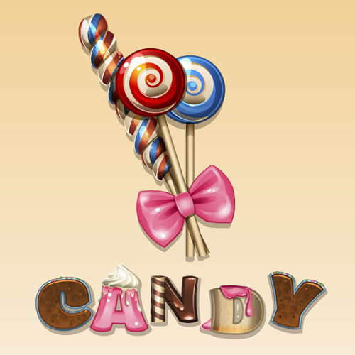 Niedliche Süßigkeiten mit rosa Bogenvektor pink cute Bonbons Bogen   