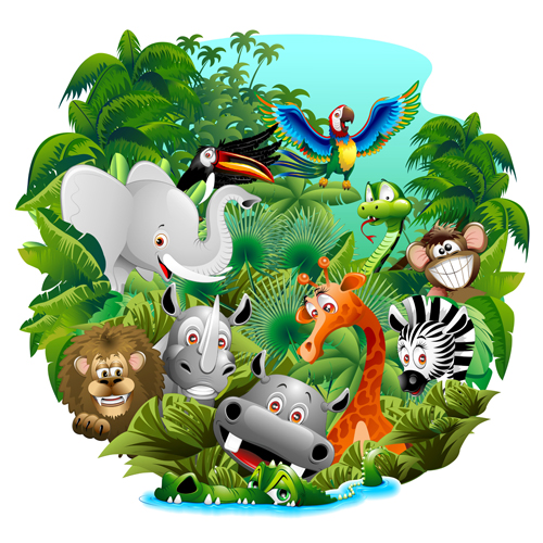 Animaux sauvages mignons Cartoon styles vecteur sauvage mignon cartoon animaux   