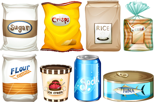 Lebensmittelverpackungselemente Vektorgrafik 02 Verpackung Lebensmittel Elemente   