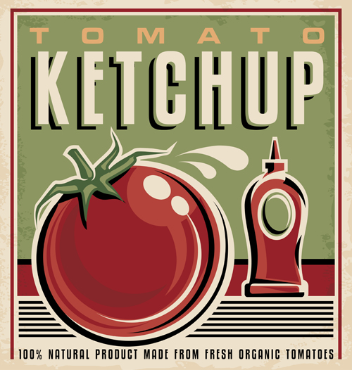 Frisches Plakatvektormaterial im Tomaten-Retro-Stil 08 Vektormaterial Tomaten Retro-Stil Retro-Schrift poster   