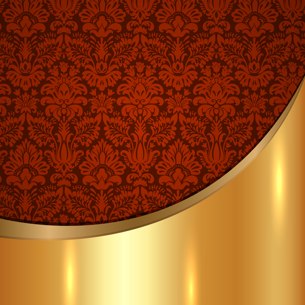 Goldgemälter Metall-Hintergrund mit Dekordmustern Vektormaterial 14 Muster Metall gold Dekor   