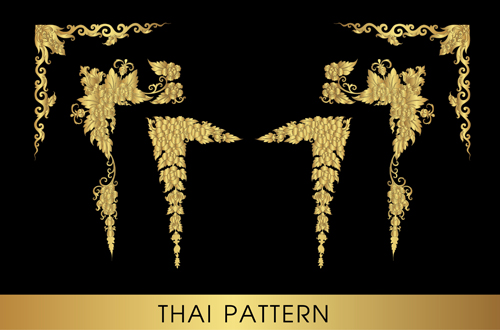 ゴールデンタイオーナメントアートベクター素材14 装飾品 タイ ゴールデン   
