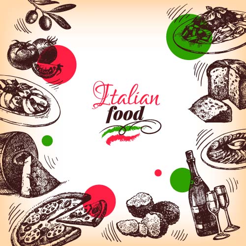 Handgezeichnetes italienisches Food-Design-Vektormaterial 07 Zeichnung material Lebensmittel Italienisch hand design   