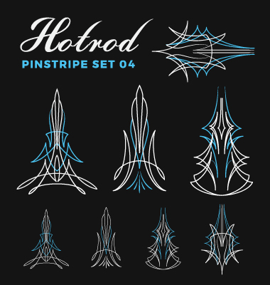 Hotrod Pinstripe Vektorabbildung Set 04 Pinstrip hotrod   