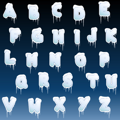 Eisalphabet und Zahlenvektormaterial 01 Zahl Eis alphabet   
