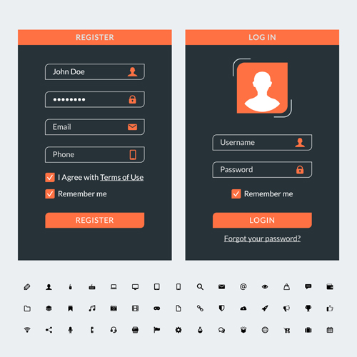 Mobile Flat UI Kit vector design 04 mobile flat design   