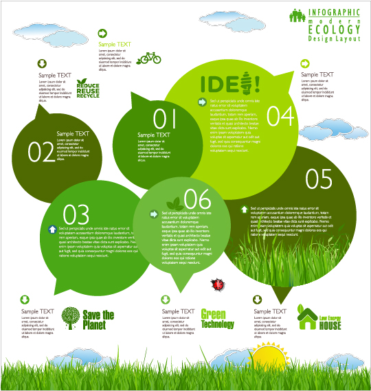 Infographies écologie moderne vecteur modèle vert 15 moderne modèle infographies Écologie   