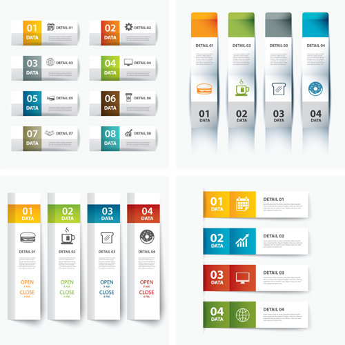 Infographies numérotées avec vecteur de bannières 08 numérotées infographies bannières   