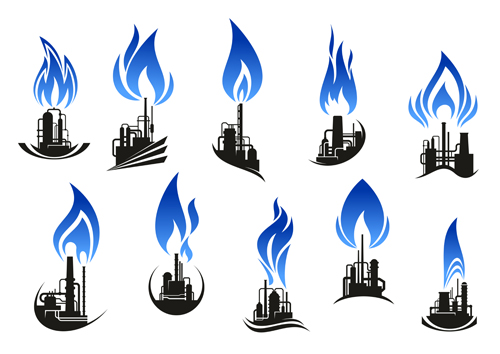 Vecteur de logo de l’industrie de raffinerie de pétrole 02 Raffinerie pétrole Industrie   