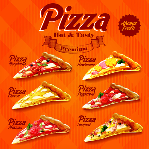 Orangenpizza-Menü Vektormaterial pizza orange menu material   
