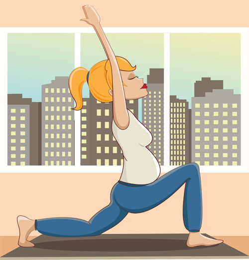 Schwangere Mädchen macht Yoga-Vektor 01 yoga Schwangere girl doing   