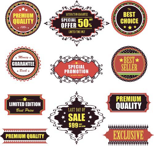 Premium-Qualität mit Verkaufsetiketten und Abzeichen-Vektor 01 Verkauf Qualität premium Etiketten Abzeichen   