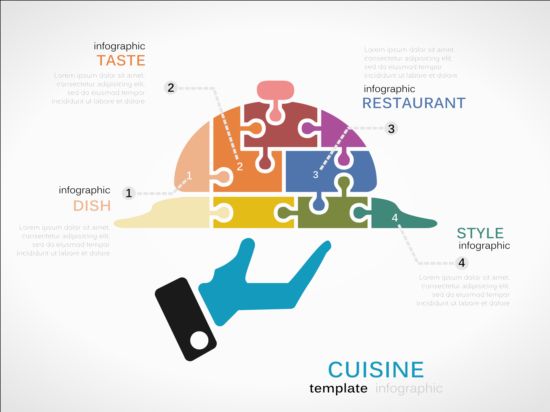 Puzzle avec des vecteurs de modèle infographique 09 puzzle infographie   