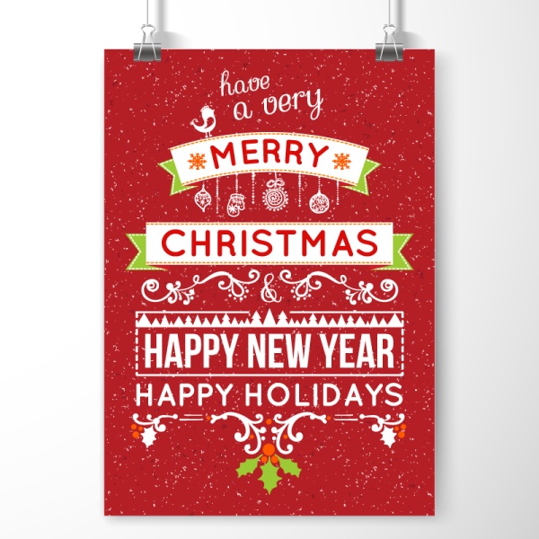 レッドクリスマスと新年グリーティングカードベクトル 赤 新しい 年 クリスマス グリーティング カード   
