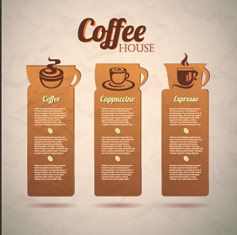 レトロなダンボールコーヒータグベクトルデザイン01 厚紙 レトロフォント コーヒー カード   