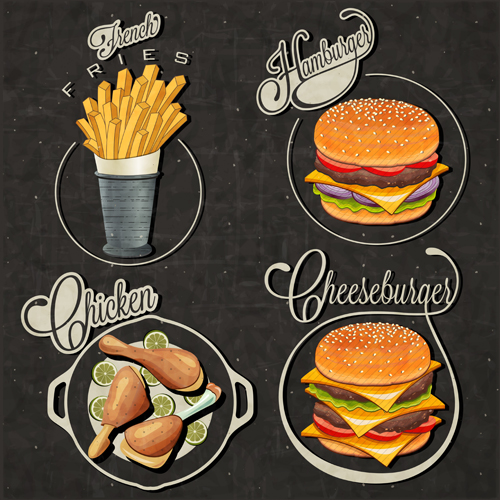 Retro-Stil Fast-Food-Logos Design 03 Retro-Stil logos food fast food   