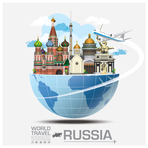 Modèle de vecteur de voyage de Russie voyage Russie   