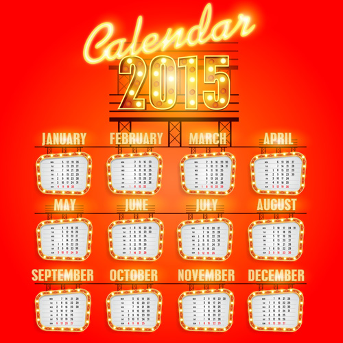 Lumières brillantes calendrier 2015 vecteur lumières lumière calendrier brillant 2015   