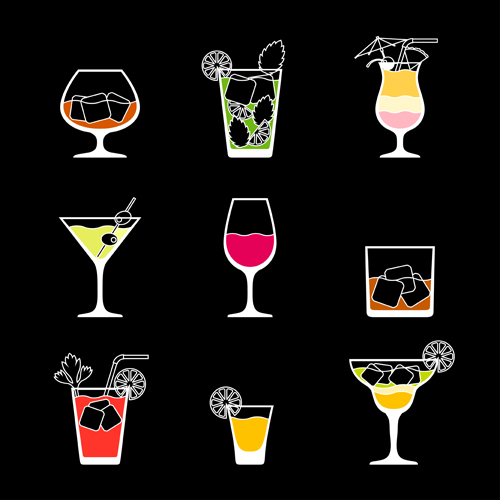 Simple des icônes de boisson d’été vecteurs simple icônes été boisson d’été   