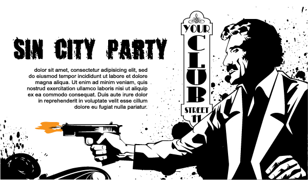 Sin city Party Club Flyer temolate Vector 02 temolate Stadt Sin party flyer club   