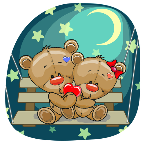Teddybär mit roten Herzvektorkarten 02 Teddybär rot Karten Herz   