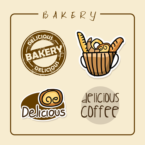 Vintage-Bäckerei mit Kaffeeetiketten Vektorgrafik kaffee Etiketten Etikett Bäckerei   