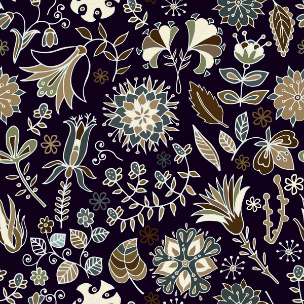 Fleur Vintage décoratif vecteur seamless pattern 02 vintage sans soudure motif fleur décoratif   